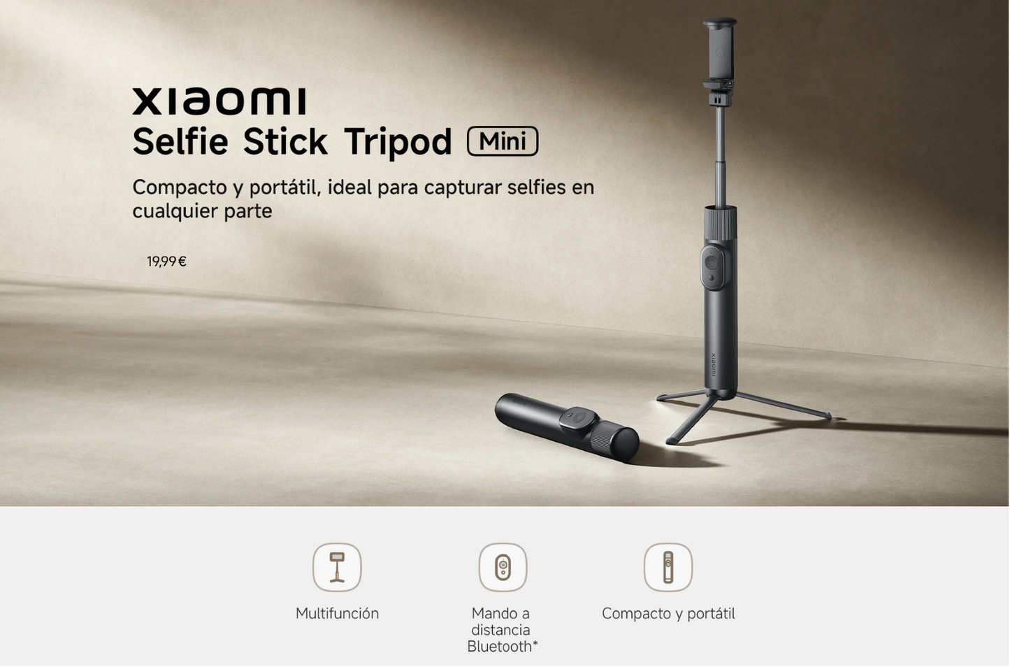 Xiaomi Selfie Stick Tripod Compacto y portáti.